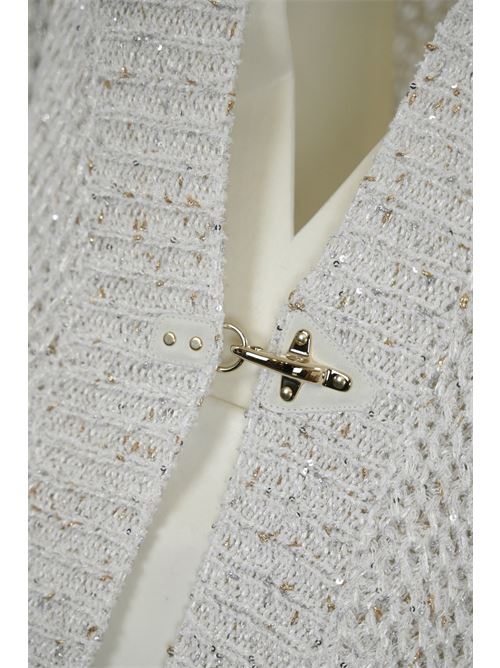 Cardigan in cotone Bianco con paillettes FAY | NMWC1505950 XAYB001